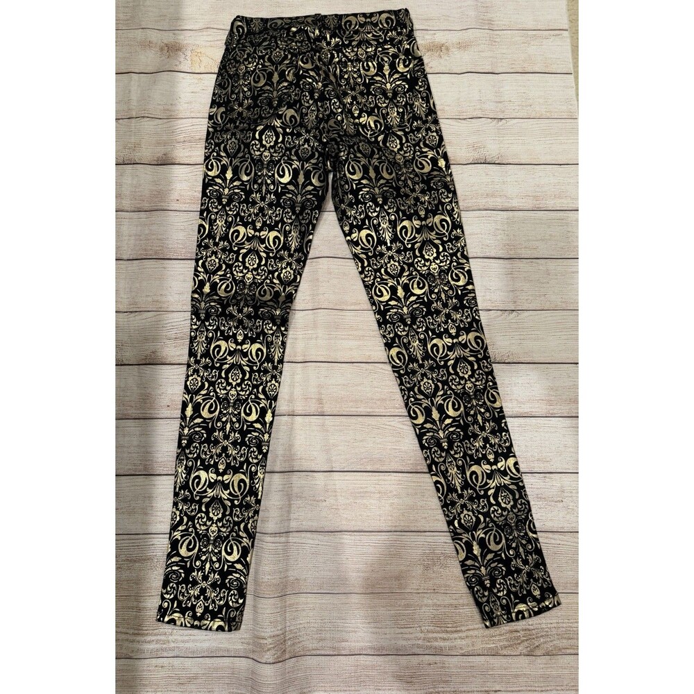 Vibrant Jeans Black & Gold Design Print Cotton Blend Juniors Size 11 - Picture 3 of 7